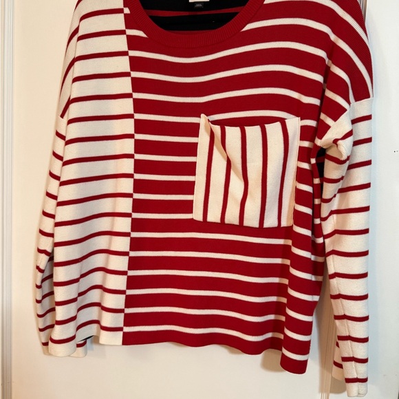 CAbi Sweaters - CAbi Red and White Striped Knit Top